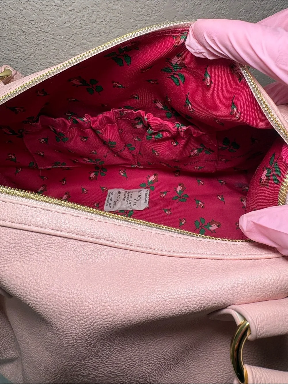 💖 Betsey Johnson Pink Sequin Satchel Crossbody Bag